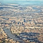 Aerial view of Brisbane city with the Brisbane River winding through the urban landscape